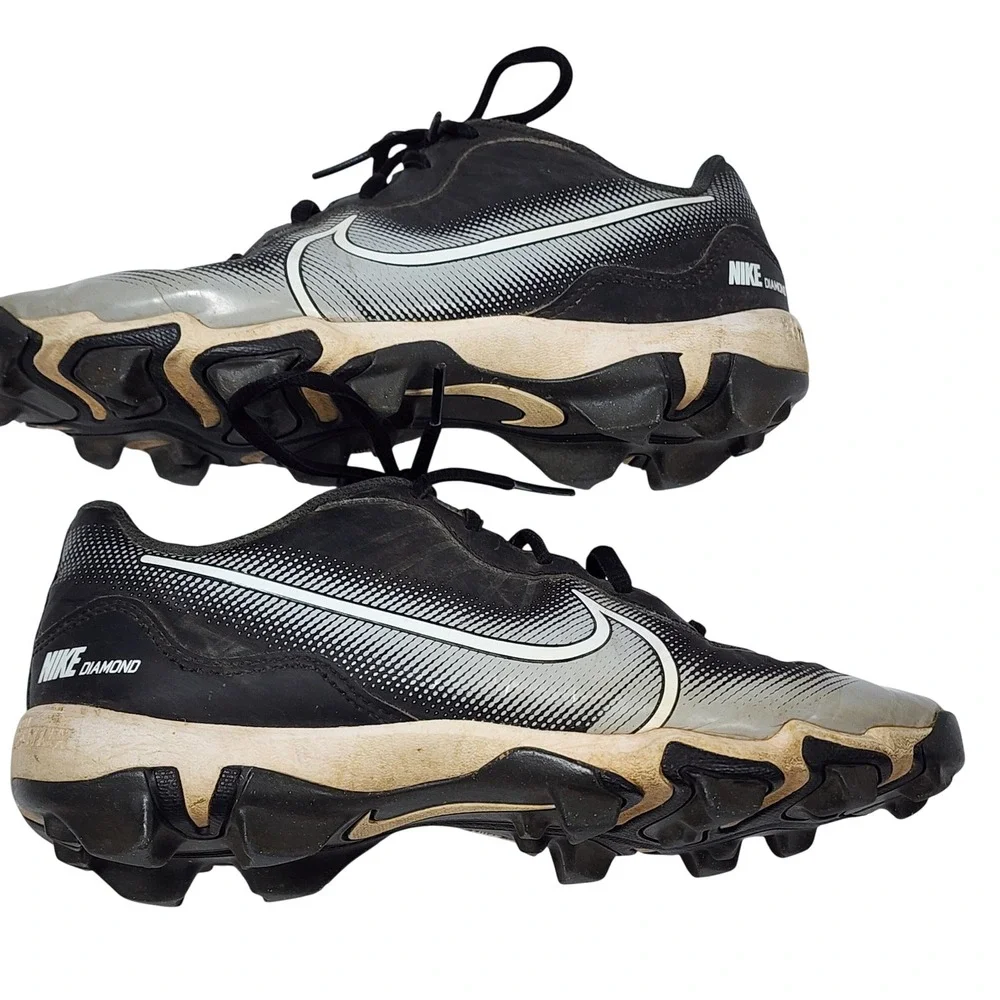 Nike‎ Alpha Huarache 4 Keystone Baseball Cleats Black White DJ6525-011 Kids 5.5Y